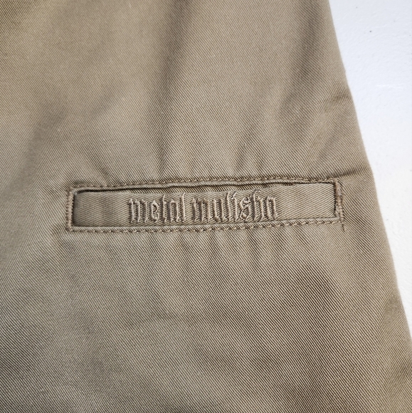 Metal Mulisha Mens Beige Flat Front Shorts 10" Size 44 Casual Embroidered Logo - Picture 5 of 12
